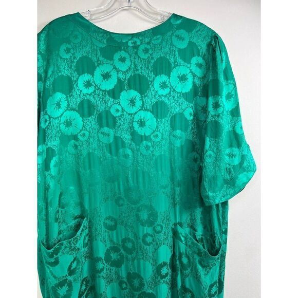 LOUIS FERAUD x Neiman Marcus Green Floral Print Pleated Hem Midi Dress S… - Picture 3 of 7